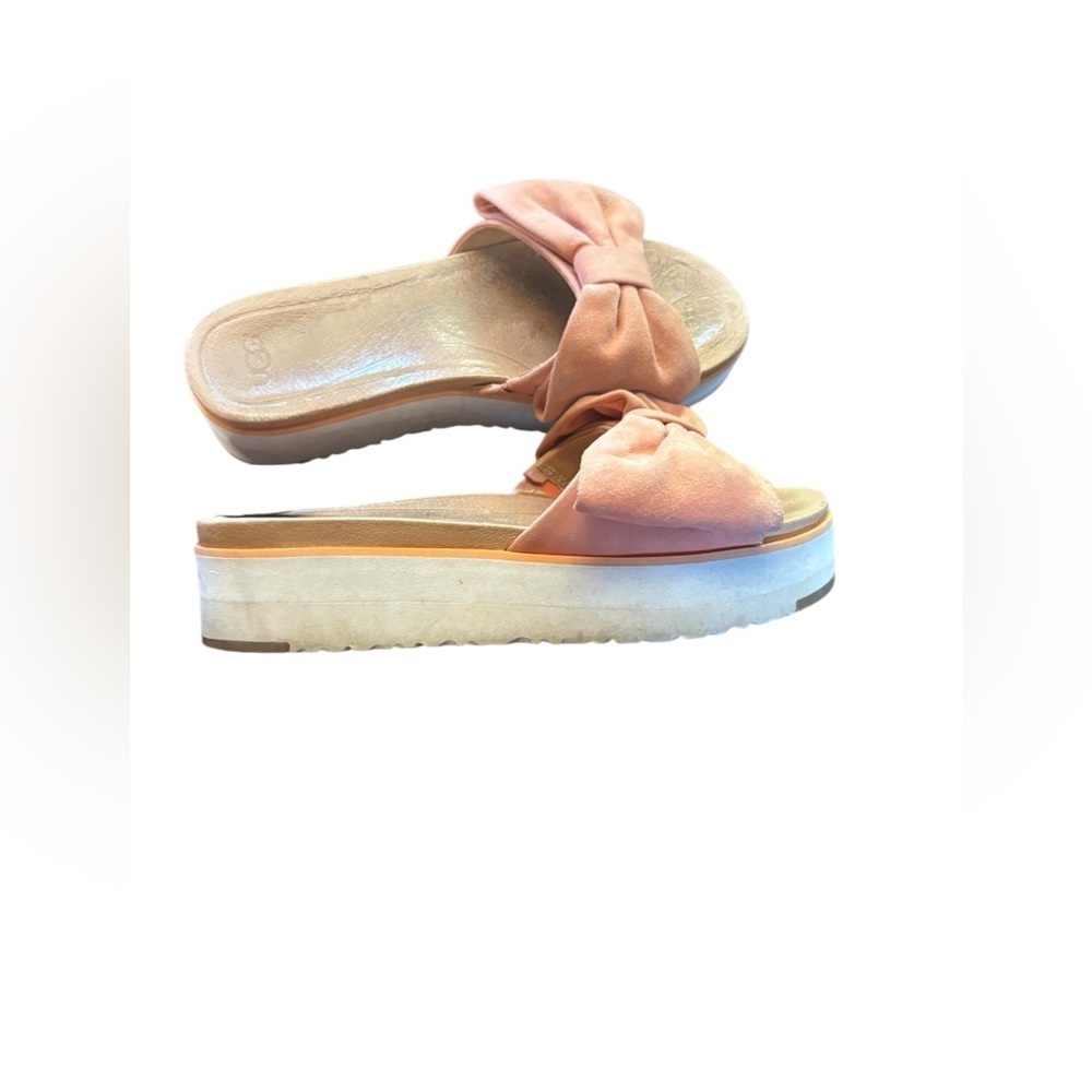 UGG Joan Oversized Bow Slip On Platform Sandals sz 8 color salmon preloved - Picture 8 of 8